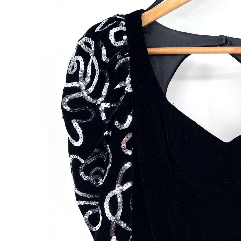 vintage velvet evening dress sequin 80s Dave &‎ Johnny - Picture 7 of 13